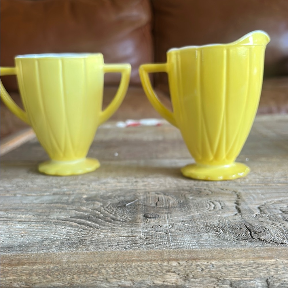 Vintage Yellow Creamer and Sugar Set